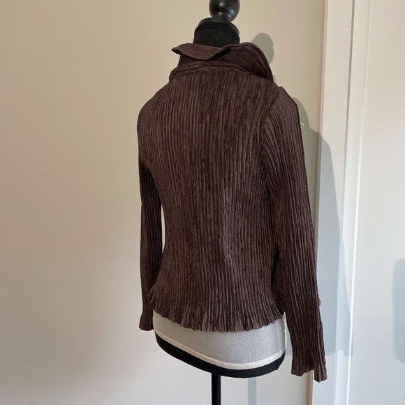 Jacket Tank Set Chocolate Ruffle Glam Crinkle Pleat - Picture 9 of 10